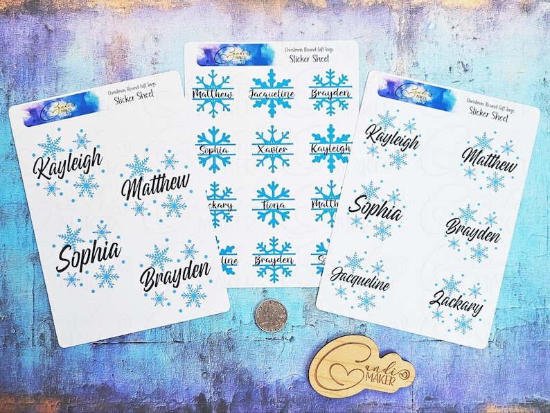 Kayleigh Sticker Personalized Snowflake Gift Tag Labels | 5x7 Sticker Sheet, 2 Designs ...