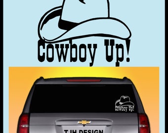 Cowboy Up Vinyl Decal, Car Decal, Sticker, 21 Colors, Always FREE SHIPPING