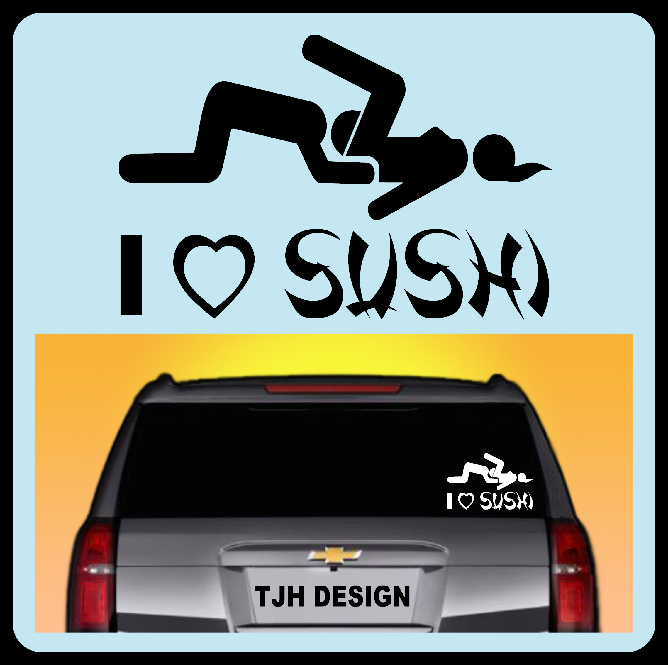 I LOVE SUSHI Sticker Vinyl Car Decal Funny Meme Drift JDM Illest Adult Joke Fun - Foto 5