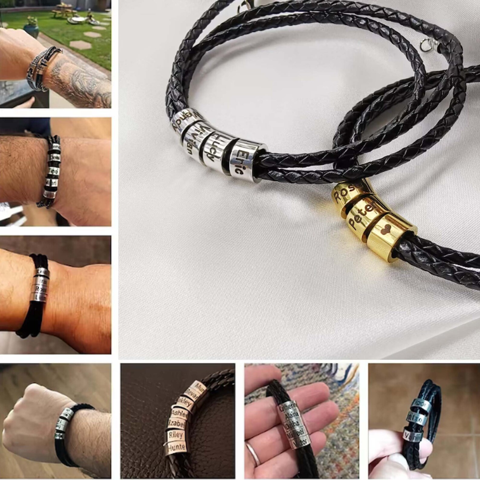 Personalized Leather Braceletcustom Men Braceletpersonalized Etsy UK