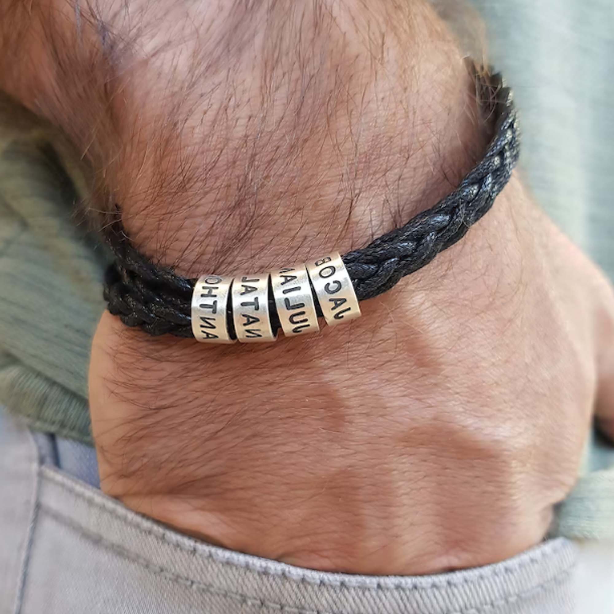 Personalized Leather Braceletcustom Men Braceletpersonalized Etsy UK