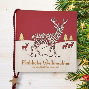Faltkarte | Grußkarte Weihnachten "Rentier" Holz