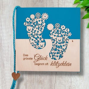 Glückwunschkarte | Grußkarte Geburt "Babyfüsse" Holz