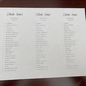 Marcadores da lista de verificação de Colleen Hoover