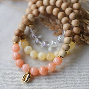 Sandalwood Natural Stone Stretch Bracelets,Bohemian Elastic Stacking Bracelets image 7