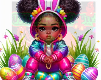 Bunny girl Easter 2024 design png for sublimation