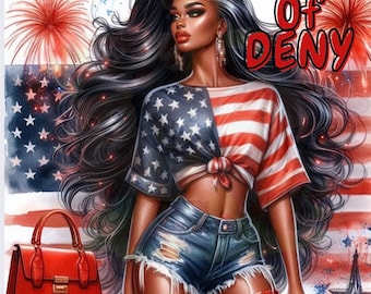 Diseño de camiseta del Día de la Independencia del 4 de julio PNG para sublimación, DTF, diseño del 4 de julio PNG, magia de chica negra, chica con melanina, chica afro, afro