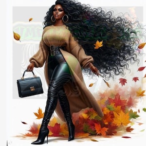 Bellissimo design autunnale per ragazza nera png