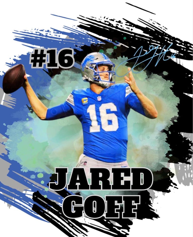 Jared Goff the King Design Png for Sublimation Dtf Transfer, Shirt Mug