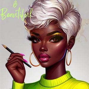 Black girl magic design png brains and beautiful , melanin girl, Afro girl, black queen design png for clip art journals, sublimation