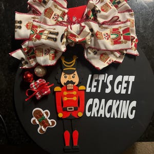 Christmas decor nutcracker wooden door sign for holidays