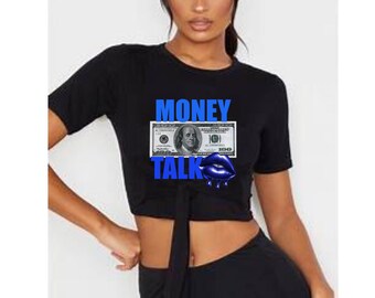 El dinero habla diseño de labios azules png para sublimación, camisetas, vasos y tazas