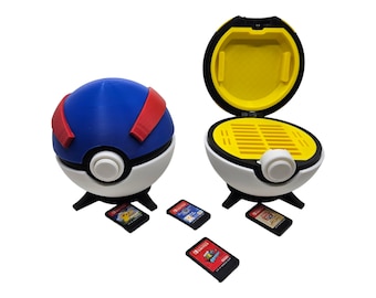 3D Printed Pokeballs with Switch game storage. Pokeball, Great Ball, Ultra Ball, Master Ball, Heavy Ball