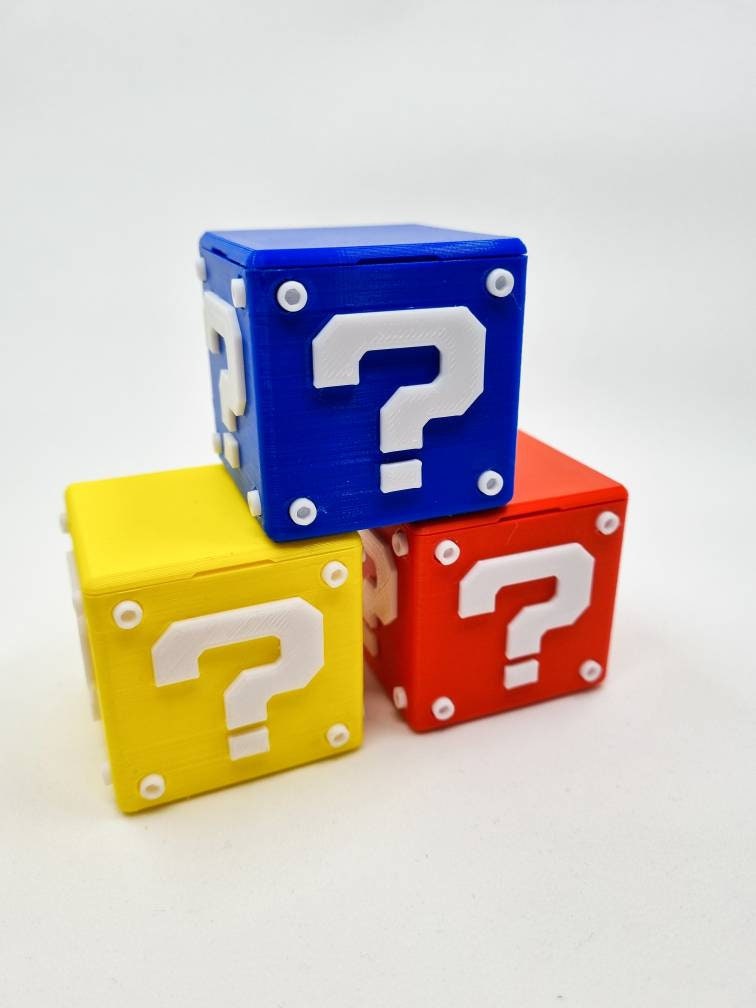 Nintendo Question Block Storage 3D Printed Mario Question Block Nintendo Switch Game Storage Holder ...