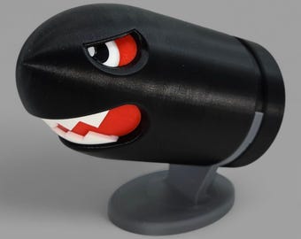 Bullet Bill Storage Container 3D Print | Nintendo Mario Collectible | Geek Gift & Desk Organizer