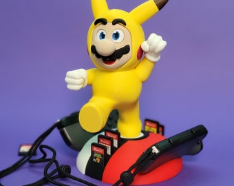 Mario Pikachu Switch Stand | Joy-Con Holder and Game Storage | PLA Plastic Accessory