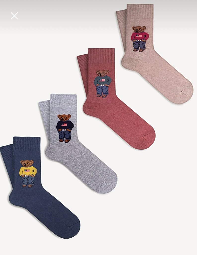 Teddy Bear Socks Set / 4 Pieces Etsy