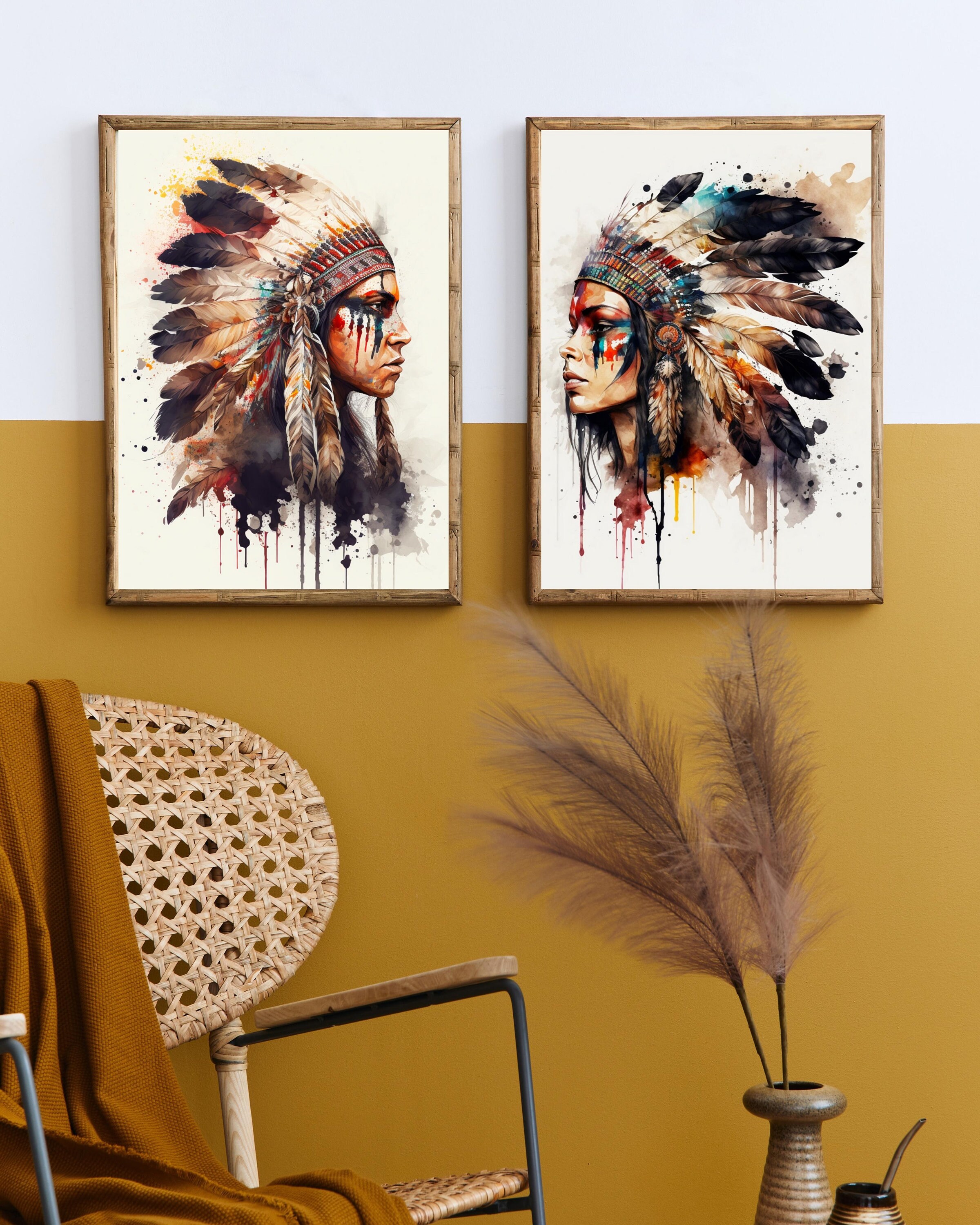 Native Americans Decor Native American Headdress Wall Art - Etsy