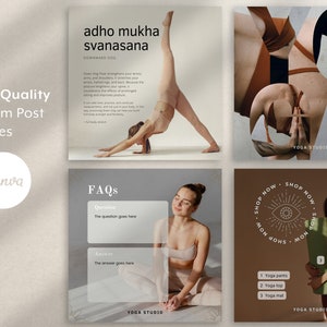 67 Yoga Instagram Post Templates, Yoga Teacher Wellness coach, Instagram Influencer Template, Yoga Social Media Posts Canva Template