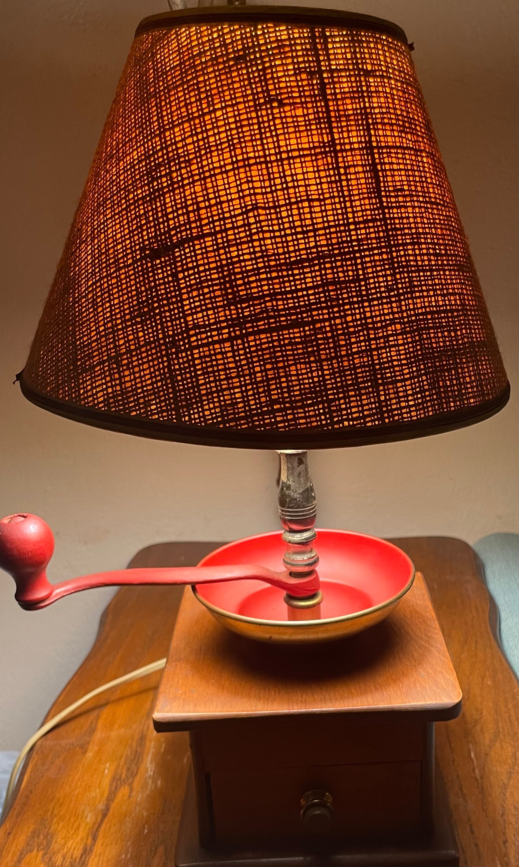 19th Century Vintage Coffee Grinder Table Lamp Light Decor WORKS Etsy