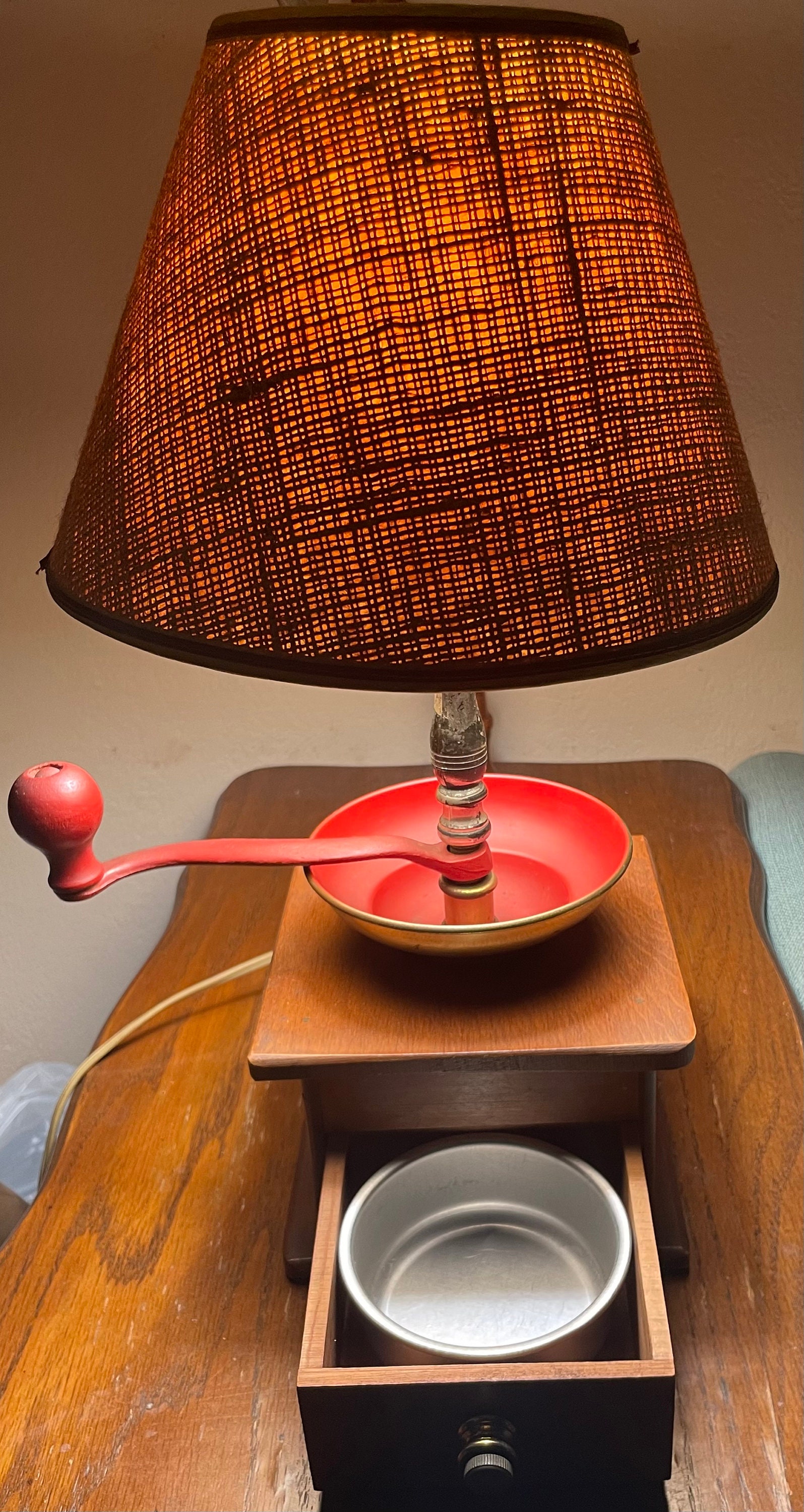 19th Century Vintage Coffee Grinder Table Lamp Light Decor WORKS Etsy