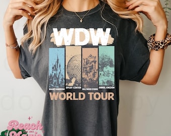 Camiseta retro Disney World Tour / Camiseta gráfica con colores cómodos