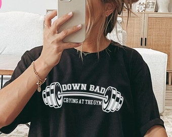 Down Bad Shirt Crying at the Gym Tank Top Down Bad Gym Shirt Tortured Poet Lyric Womens Cropped Top For Gym 90 Baby Tee TPD Workout Crop Top