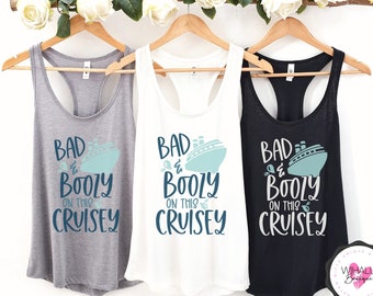 Bad & Boozy Cruise Shirt Racerback Tank Top Funny Alcohol Shirt Drink Package Shirt Day Drinking Tank Women Cruise Vacation Tee Gift for Her