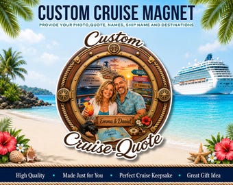 Aimant photo personnalisé pour porte de cabine de croisière, avec nom et citation, décoration de cabine ou souvenir de vacances.