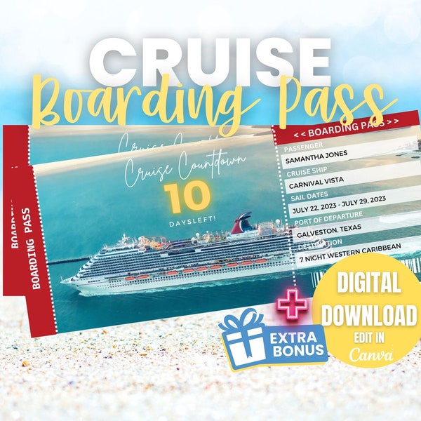 Cruise Boarding Pass Personalized Cruise Ticket Cruise Gift Fake Cruise Ticket Printable Cruise Ticket Souvenir Ticket Novelty Gift Voucher