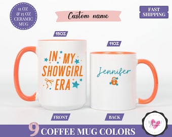 In My Showgirl Era Mug Orange Showgirl Era Mug Custom Name Coffee Cup Concert Fan Gift For Women Life of a New Album 12 Personalized Mug