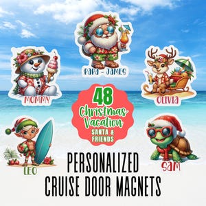 Christmas Cruise Door Magnet Personalized Holiday Magnet for Cruise Ship Cruise Gift for Family Tropical Christmas Decor Group Cruise Magnet
