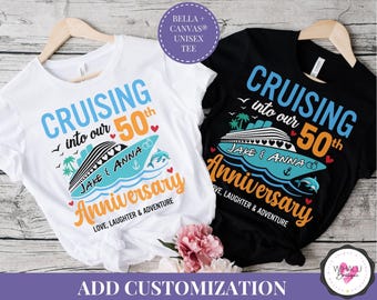 Custom Anniversary Cruise Shirts Personalized Couple Cruise Vacation Tees Matching Family Cruise Shirts 2026 Wedding Anniversary Cruise Gift