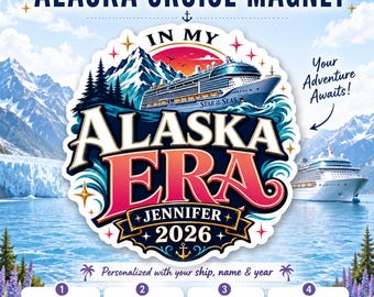 Alaska Cruise Door Magnet Personalized Custom Name Alaska Era Cruise Ship Cabin Decor Alaska Cruise Gift Cruise Vacation Magnet 2026