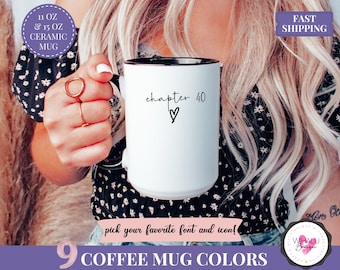 40th birthday mug custom 40 birthday gift for her personalized birthday mug in my forties era cup name chapter 40 mug 40th bday gift for her
