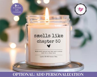 Custom Candle Smells Like Chapter 50 Candle 50th Birthday Gift For 50 Year Old Women Personalized Soy Candle Funny Candle Gift for Her