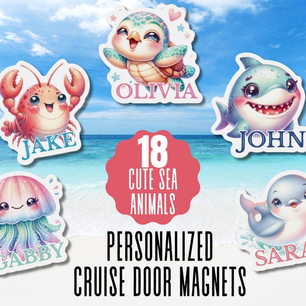 Personalized Cute Sea Animal Cruise Door Magnet Custom Ocean Animal Magnet Cruise Ship Decor Fun Marine Life Magnet for Cruise Stateroom