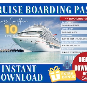 Cruise Boarding Pass Custom Cruise Gift Cruise Ship Cruise Ticket Customizable Downloadable Printable Souvenir Ticket Fake Cruise Ticket