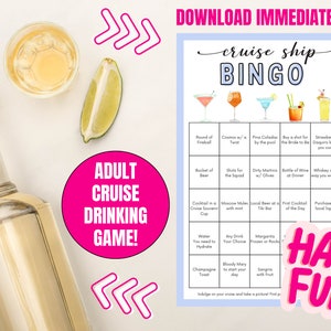 Jeu de bingo-croisière avec boissons alcoolisées pour adultes Jeu à boire pour filles