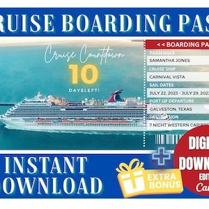 Cruise Boarding Pass Personalized Cruise Ticket Cruise Gift Fake Cruise Ticket Printable Cruise Ticket Souvenir Ticket Novelty Gift Voucher