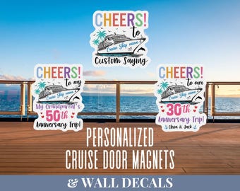 Cheers to 50 Years Cruise Door Magnet Personalized Anniversary Cruise Magnet Decor Custom Cruise Door Magnets Decorative Happy Anniversary