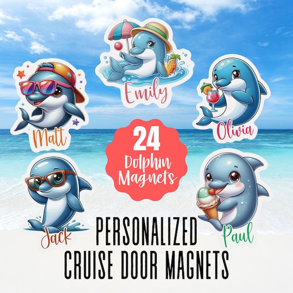 Personalized Dolphin Magnet Custom Cruise Door Magnets For Family Cruise Gift Cruise Ship Door Decorations Custom Name Magnet Door Decor