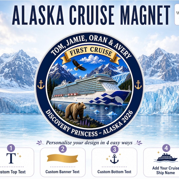 Alaska Cruise Door Magnet Alaskan Cruise Magnet Custom Ship Name Magnet Personalized Cruise Decor Expedition Cruise Magnet Cabin Door Sign