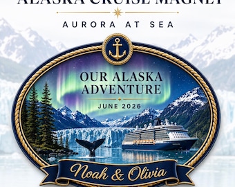 Northern Lights Cruise Door Magnet Personalized Aurora Borealis Alaska Cruise Gift Custom Name Night Sky Couples Keepsake Souvenir