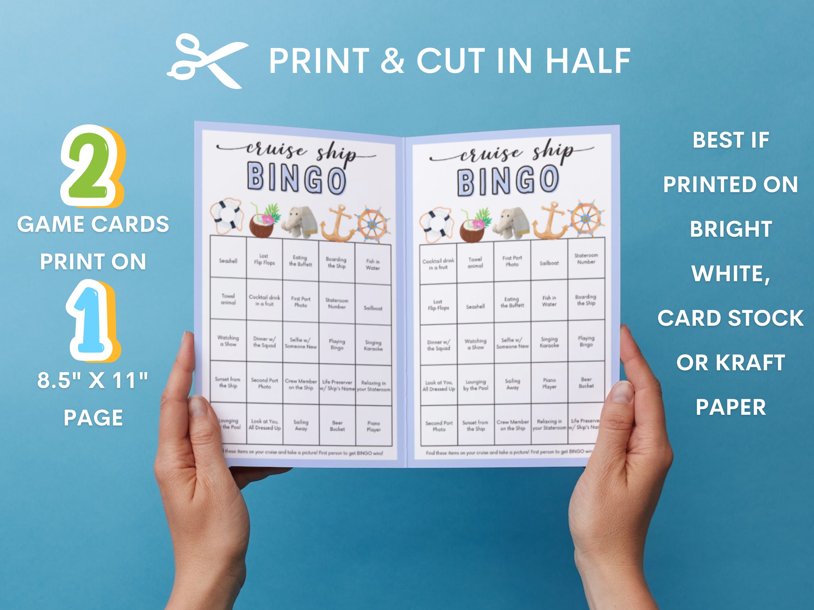 Mermermu Birthday Party Bingo Game Cards(24 Players), Birthday Bingo Card For Family Friend Adult, Large Group Holiday Party Activity Favor Decoration Supplies -002