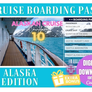 Alaska Cruise Boarding Pass Alaskan Cruise Ticket Custom Cruise Gift Instant Personalized Gift For Birthday Cruise Trip Ticket Editable