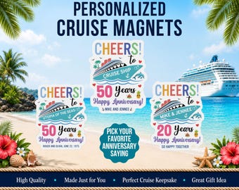 Custom Cruise Door Magnets Personalized 50th Anniversary Cruise Magnet Door Decorations Magnetic Cruise Door Decor Cheers Anniversary Gifts