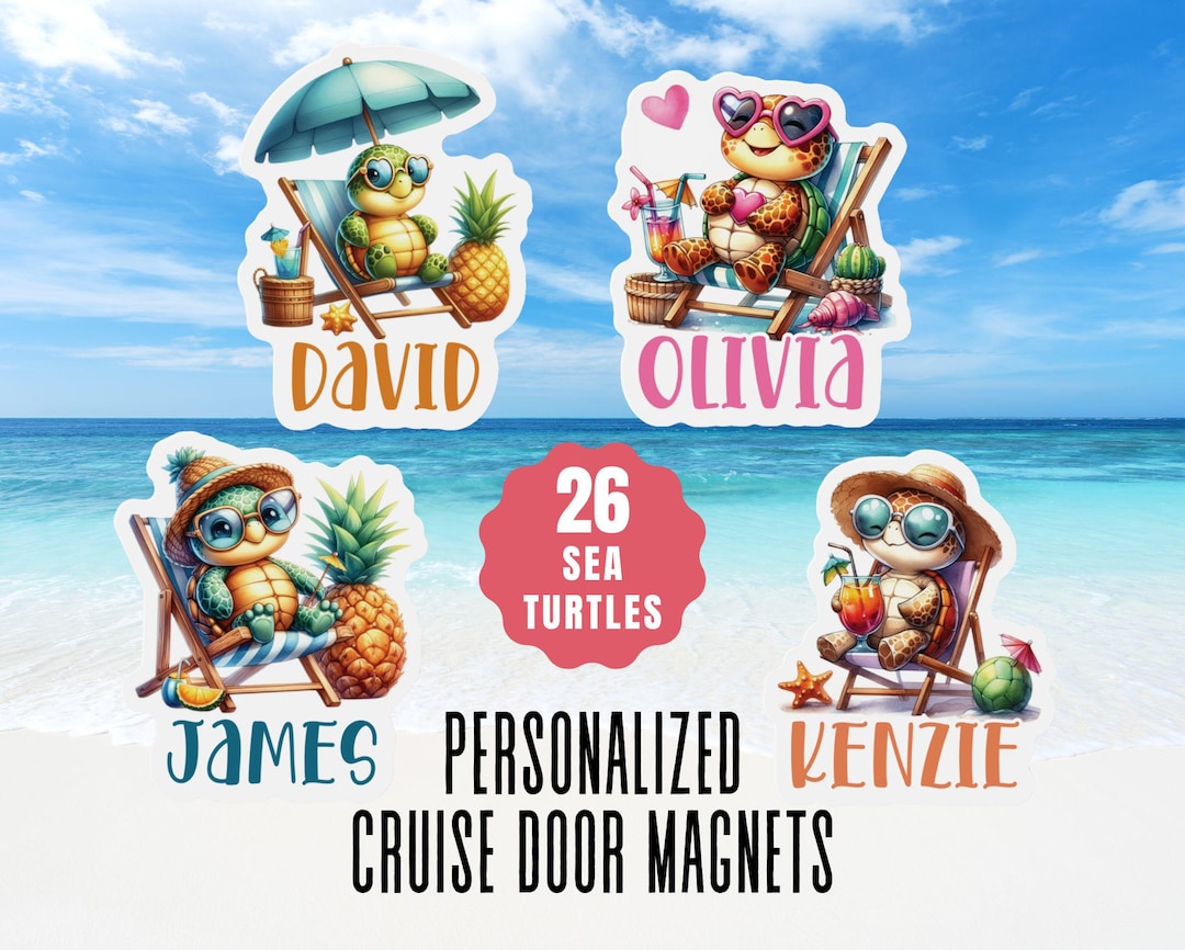 Post Sign Turtle Magnet Personalized Sea Turtle Cruise Door Magnets Custom Cruise Door ...
