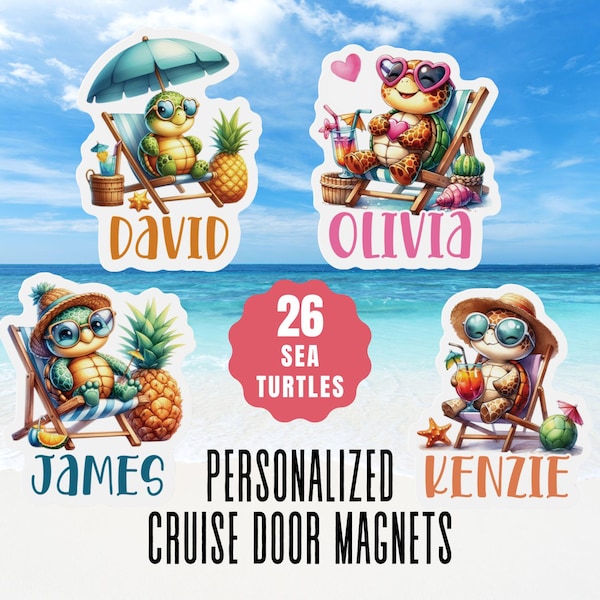 Personalized Sea Turtle Cruise Door Magnets Custom Cruise Door Decorations Family Cruise Magnet For Door Magnet with Custom Name Magnet Sign