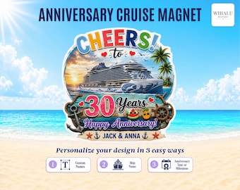 Custom Cruise Door Magnet Personalized Anniversary Cruise Magnet Cheers To 50 Years Cruise Ship Door Decorations Anniversary Cruise Gift